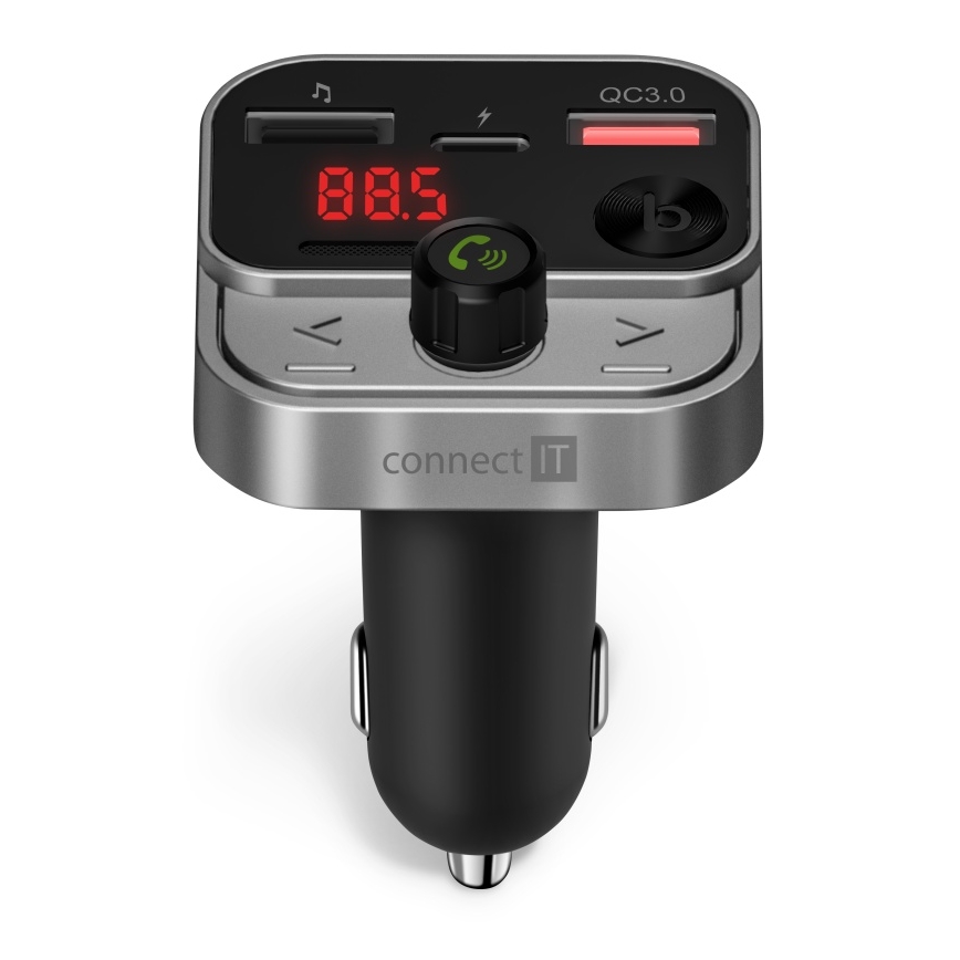 CONNECT IT CCC-8900-AN - FM autolähetin handsfree-toiminnolla musta/hopea