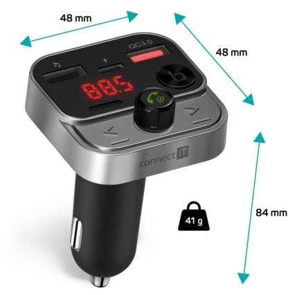 CONNECT IT CCC-8900-AN - FM autolähetin handsfree-toiminnolla musta/hopea