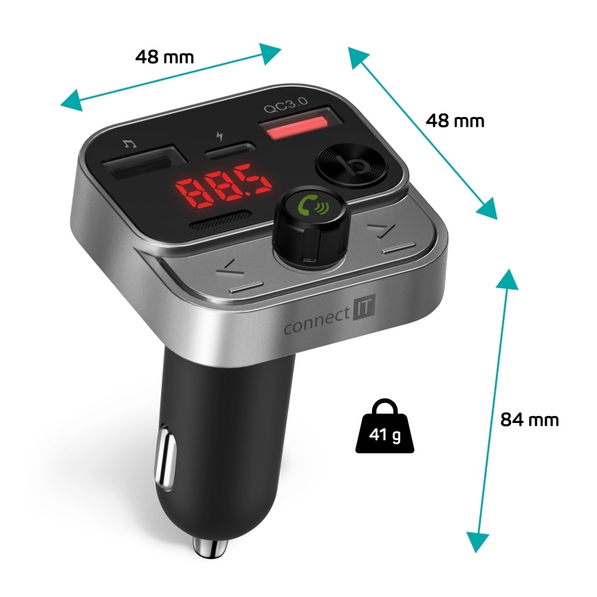 CONNECT IT CCC-8900-AN - FM autolähetin handsfree-toiminnolla musta/hopea