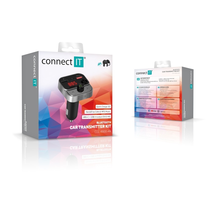 CONNECT IT CCC-8900-AN - FM autolähetin handsfree-toiminnolla musta/hopea