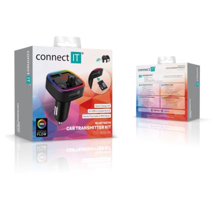 CONNECT IT CCC-9090-BK - LED RGB FM autolähetin handsfree-toiminnolla musta
