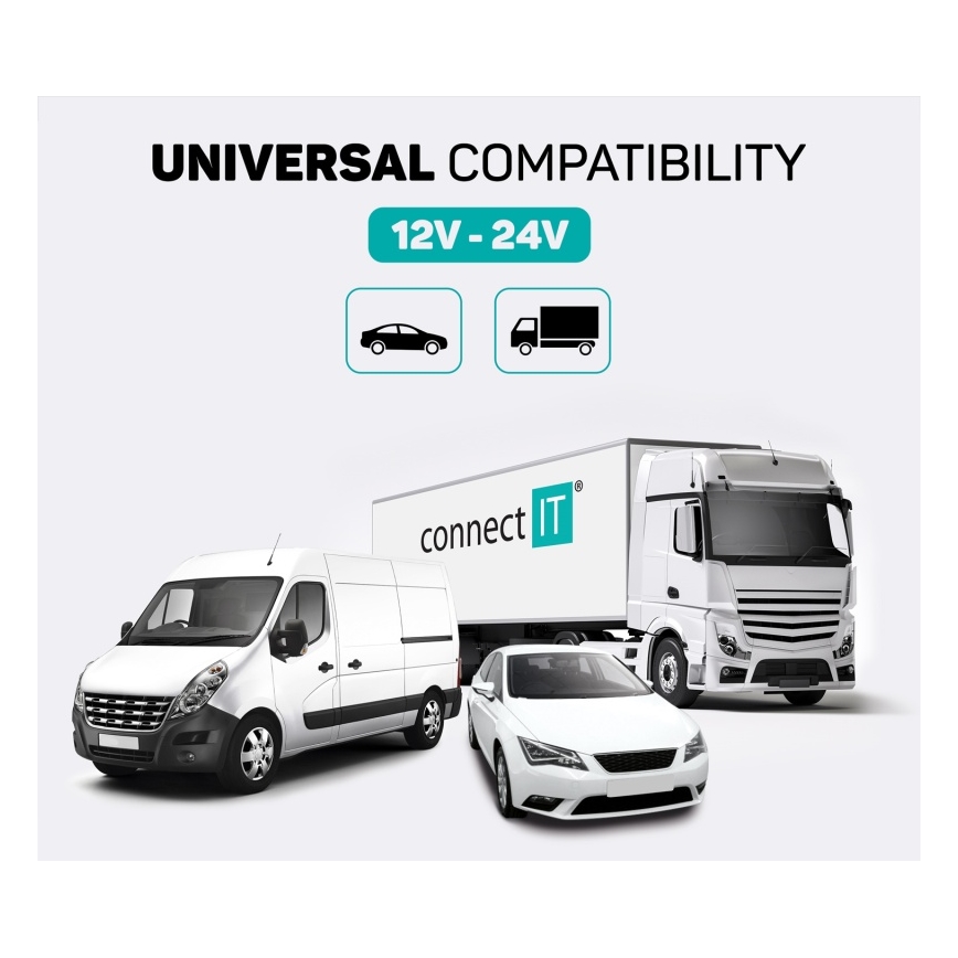 CONNECT IT CCC-9090-SL - LED RGB FM autolähetin handsfree-toiminnolla musta/hopea