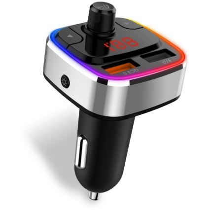 CONNECT IT CCC-9090-SL - LED RGB FM autolähetin handsfree-toiminnolla musta/hopea