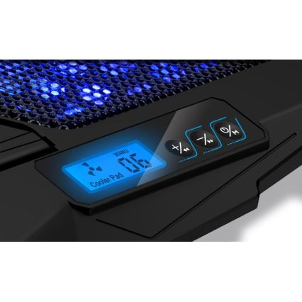 CONNECT IT CCP-2200-BK - Jäähdytystyyny kannettavalle tietokoneelle 4x tuuletin 2xUSB musta//sininen