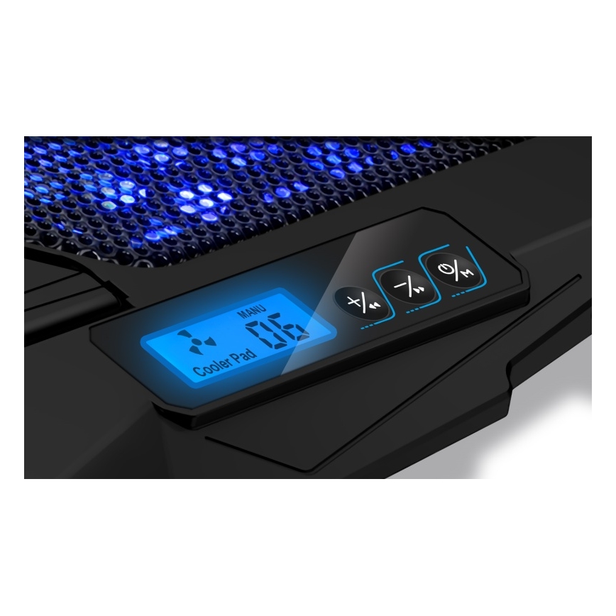 CONNECT IT CCP-2200-BK - Jäähdytystyyny kannettavalle tietokoneelle 4x tuuletin 2xUSB musta//sininen
