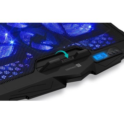 CONNECT IT CCP-2200-BK - Jäähdytystyyny kannettavalle tietokoneelle 4x tuuletin 2xUSB musta//sininen