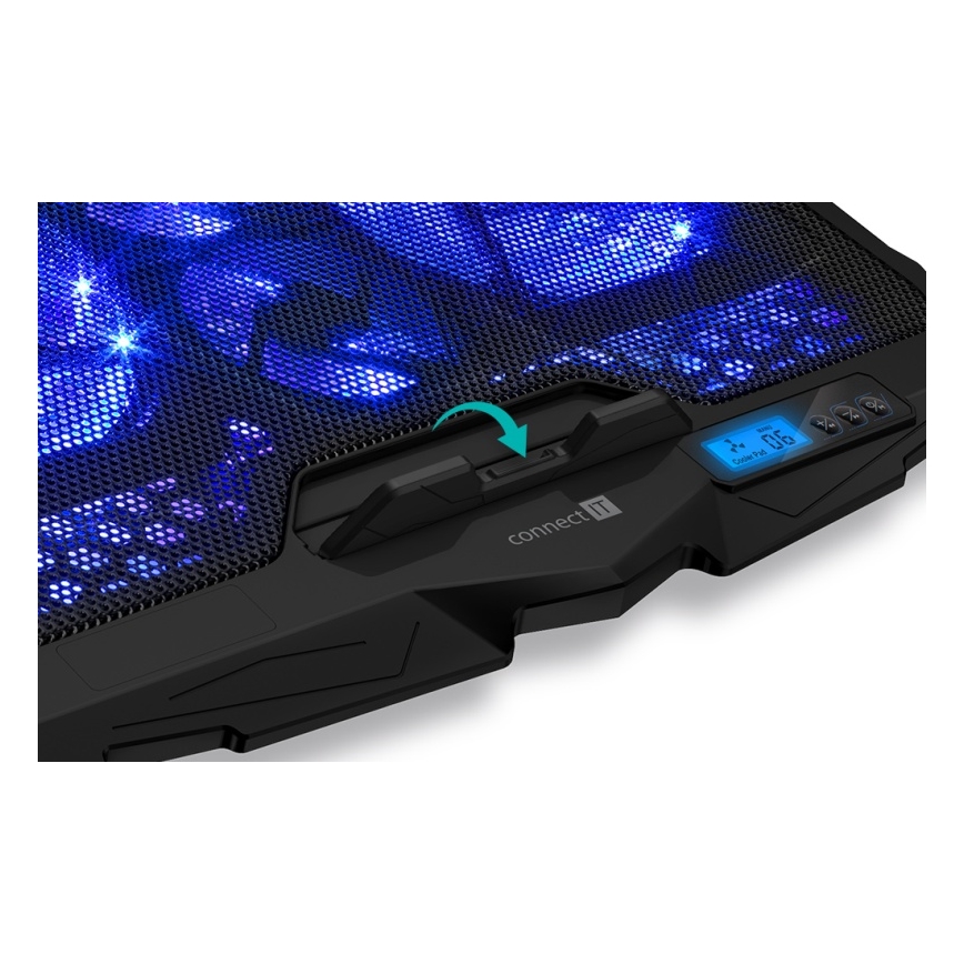 CONNECT IT CCP-2200-BK - Jäähdytystyyny kannettavalle tietokoneelle 4x tuuletin 2xUSB musta//sininen
