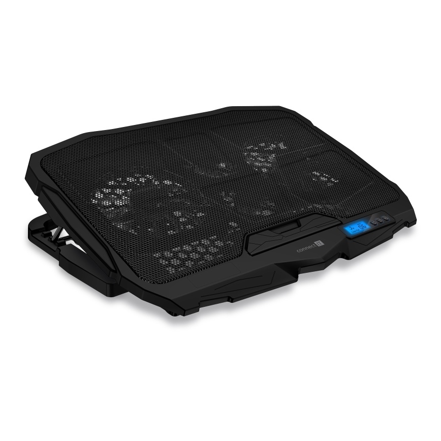 CONNECT IT CCP-2200-BK - Jäähdytystyyny kannettavalle tietokoneelle 4x tuuletin 2xUSB musta//sininen