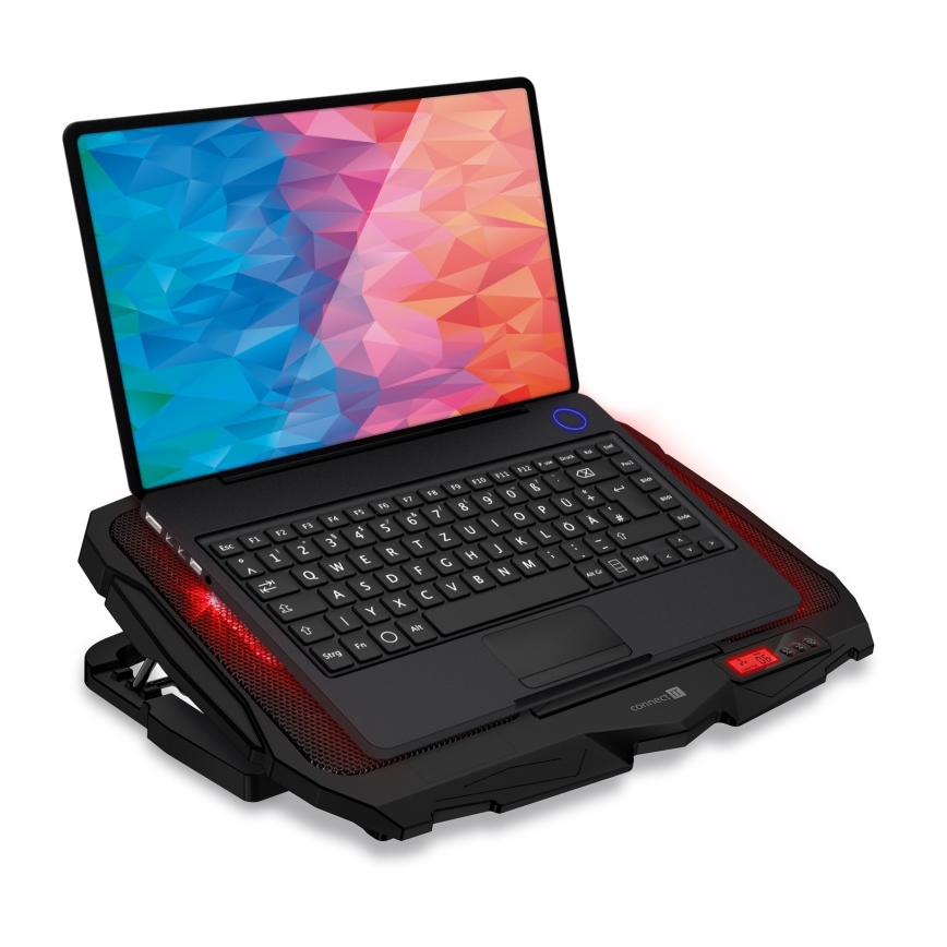 CONNECT IT CCP-2200-RD - Jäähdytystyyny kannettavalle tietokoneelle 4x tuuletin 2xUSB musta/punainen