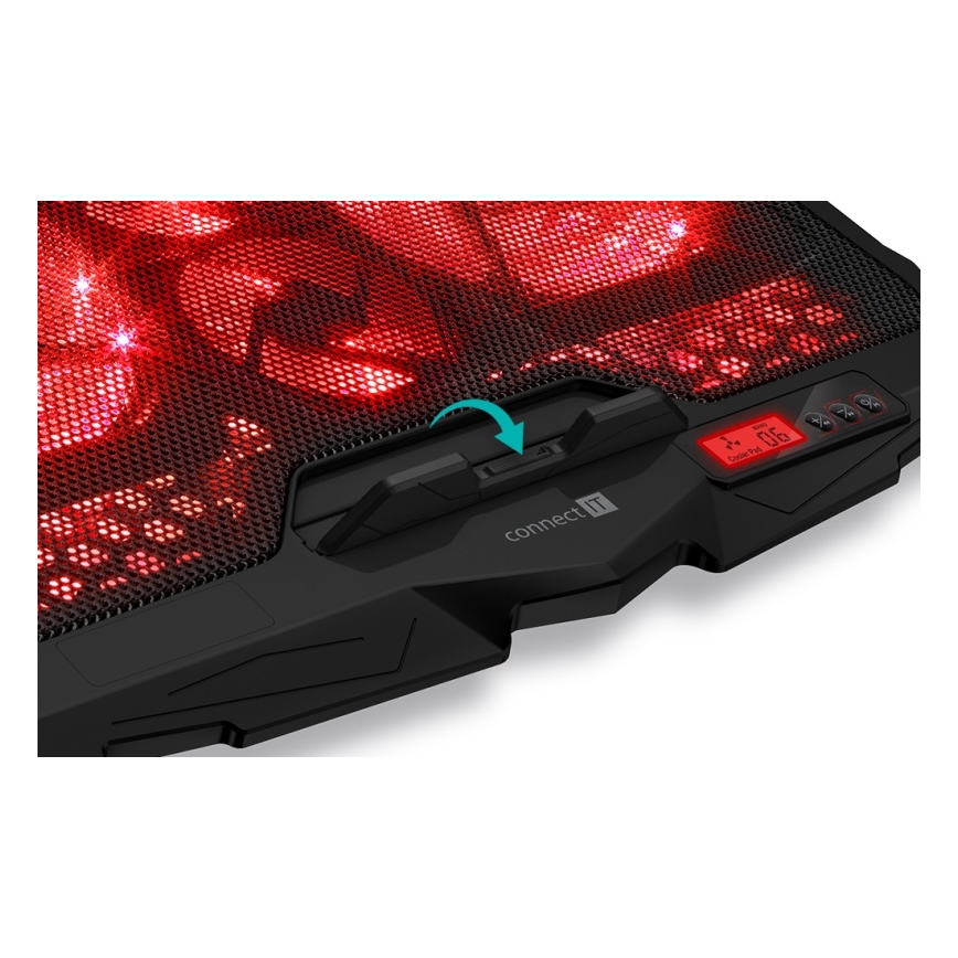 CONNECT IT CCP-2200-RD - Jäähdytystyyny kannettavalle tietokoneelle 4x tuuletin 2xUSB musta/punainen