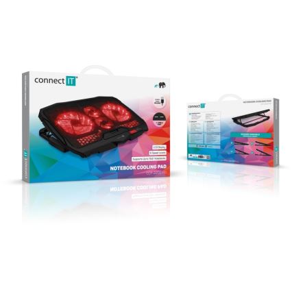 CONNECT IT CCP-2200-RD - Jäähdytystyyny kannettavalle tietokoneelle 4x tuuletin 2xUSB musta/punainen