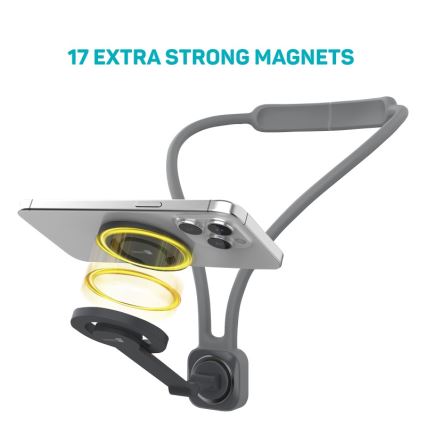 CONNECT IT CFF-6020-GY - Joustava MagSafe-magneettinen puhelinteline kaulaan