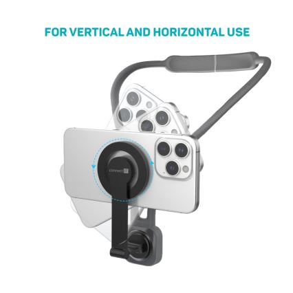 CONNECT IT CFF-6020-GY - Joustava MagSafe-magneettinen puhelinteline kaulaan