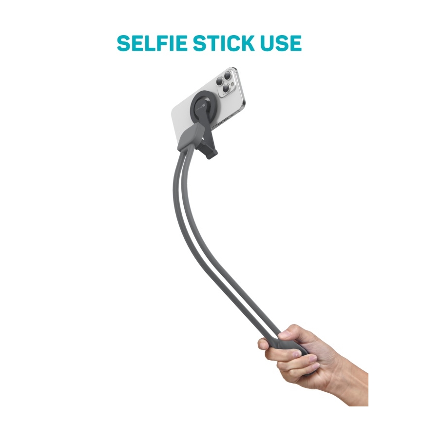 CONNECT IT CFF-6020-GY - Joustava MagSafe-magneettinen puhelinteline kaulaan