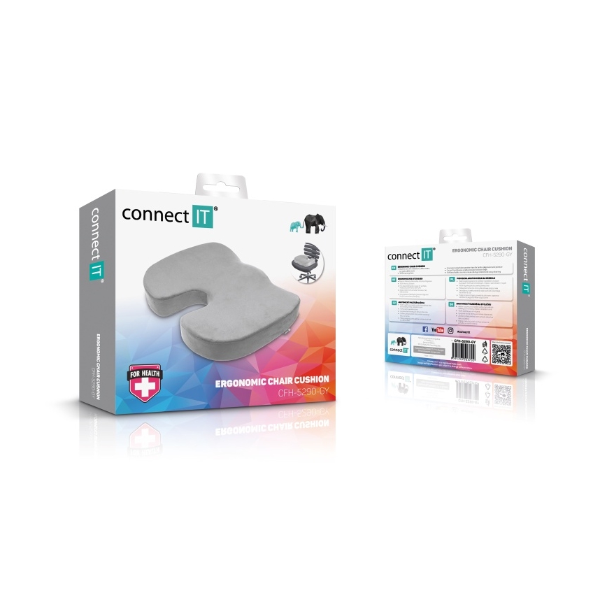 CONNECT IT CFH-5290-GY - Ergonominen tuolinpehmuste harmaa
