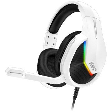 CONNECT IT CHP-3595-WH - LED RGB Langalliset pelikuulokkeet mikrofonilla valkoinen/musta