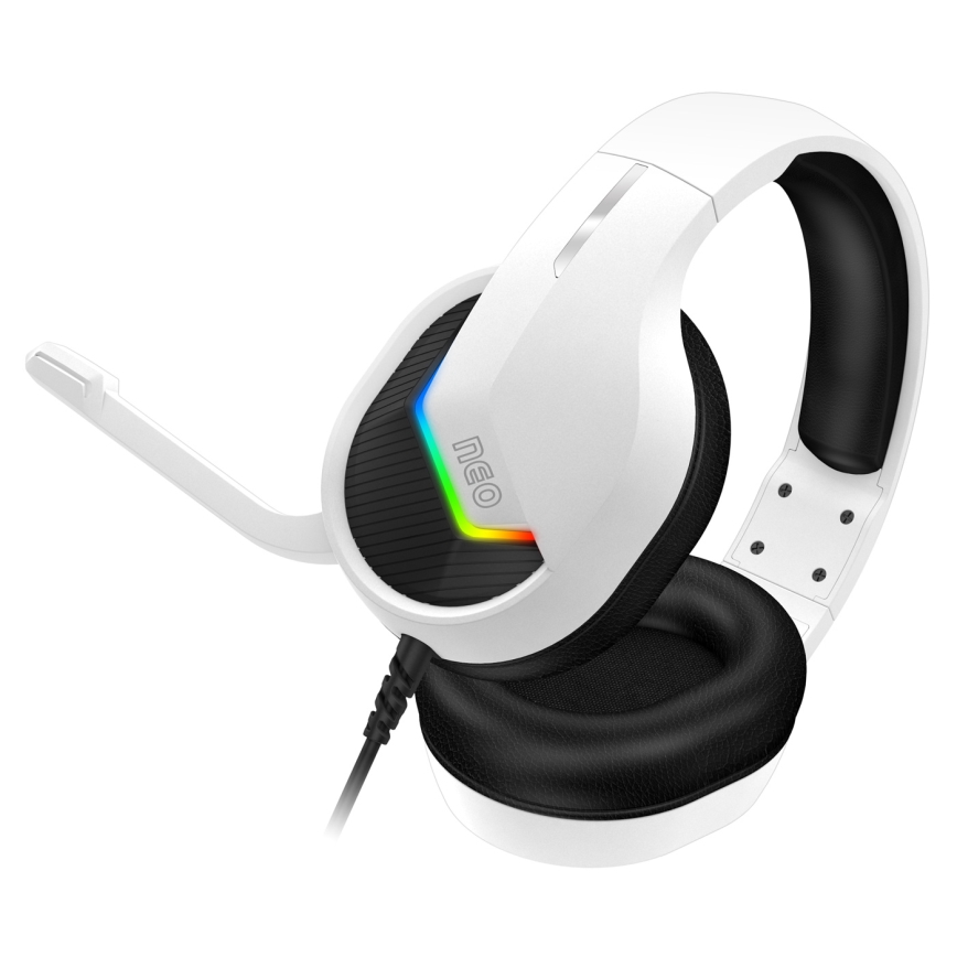 CONNECT IT CHP-3595-WH - LED RGB Langalliset pelikuulokkeet mikrofonilla valkoinen/musta
