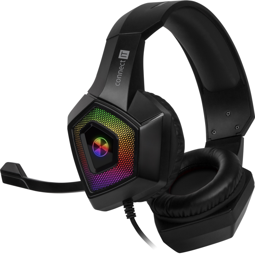 CONNECT IT CHP-5600-BK - LED RGB Langalliset pelikuulokkeet mikrofonilla musta