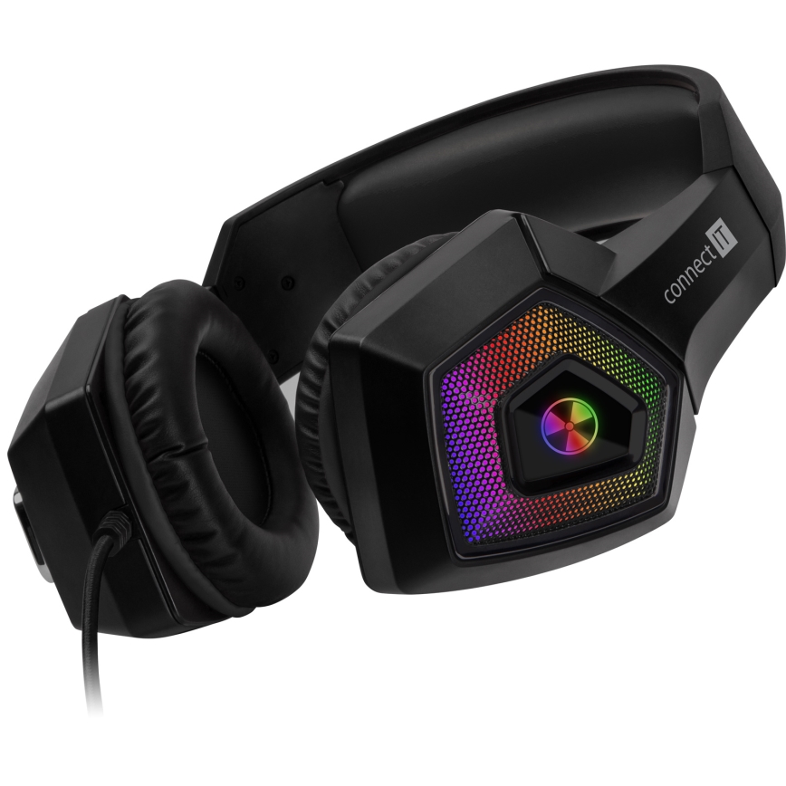 CONNECT IT CHP-5600-BK - LED RGB Langalliset pelikuulokkeet mikrofonilla musta