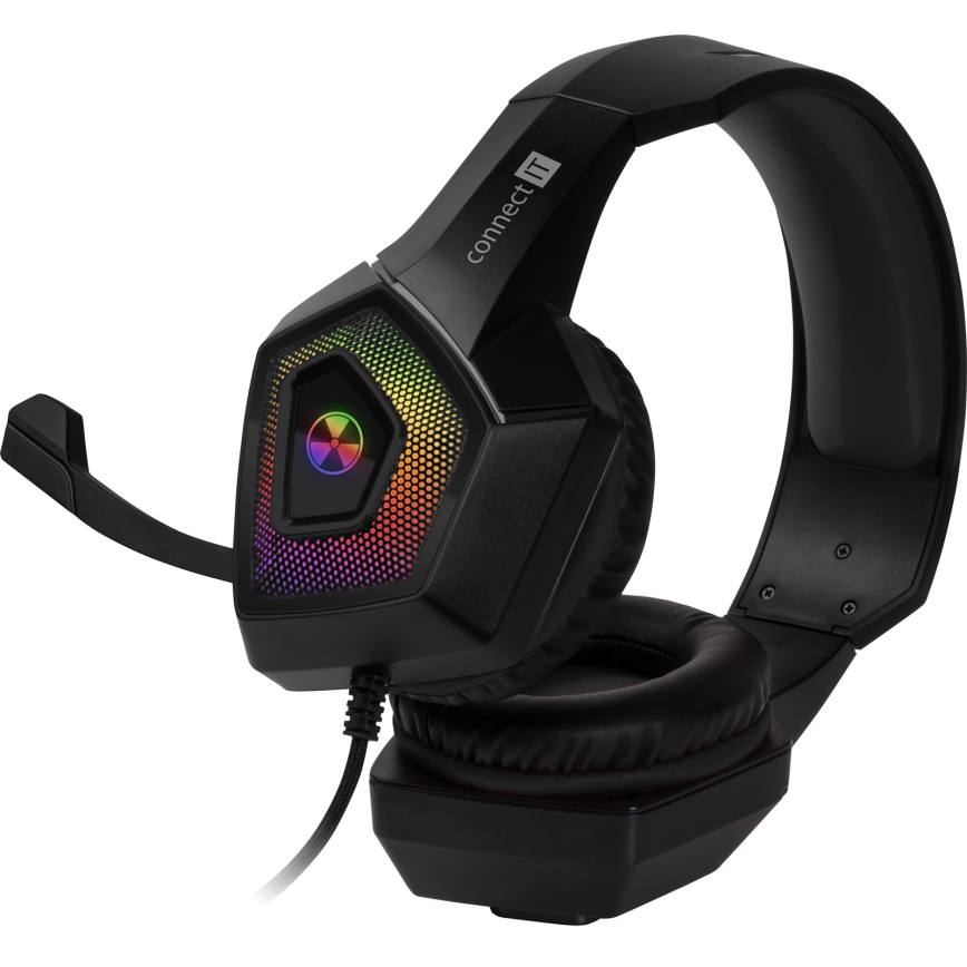 CONNECT IT CHP-5600-BK - LED RGB Langalliset pelikuulokkeet mikrofonilla musta