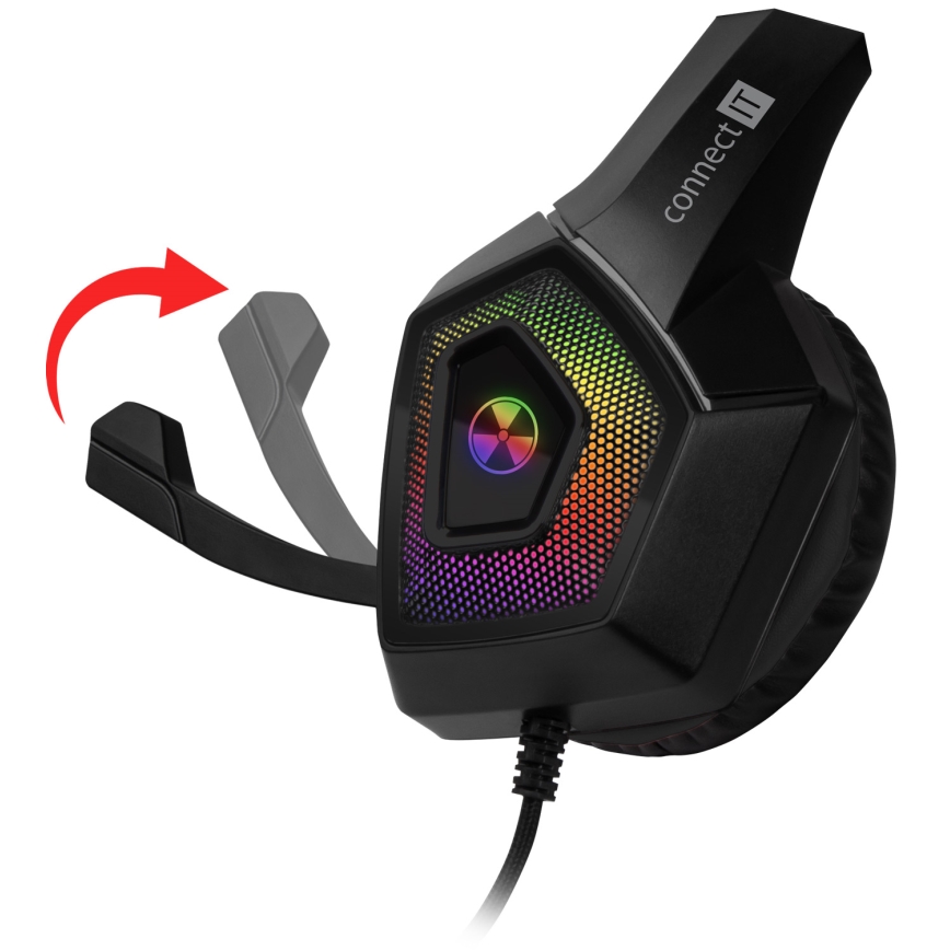 CONNECT IT CHP-5600-BK - LED RGB Langalliset pelikuulokkeet mikrofonilla musta