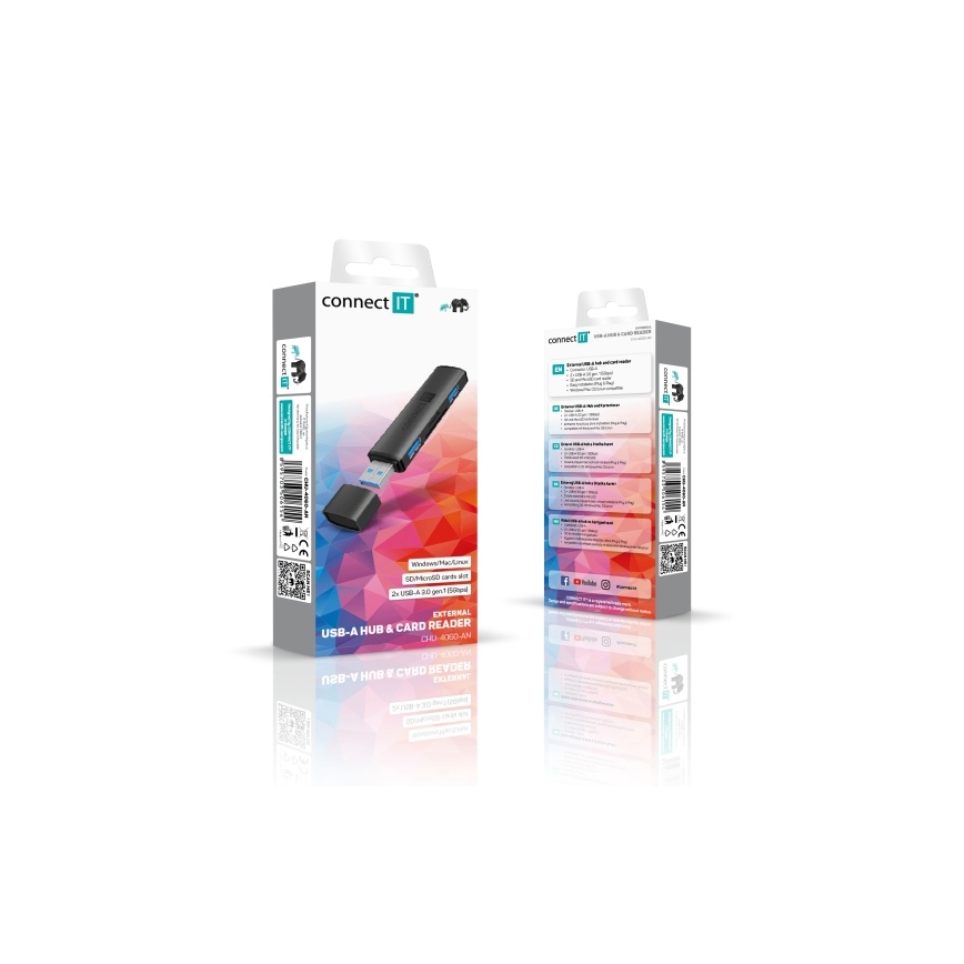 CONNECT IT CHU-4060-AN - USB-A hub muistikortinlukijalla 4in1