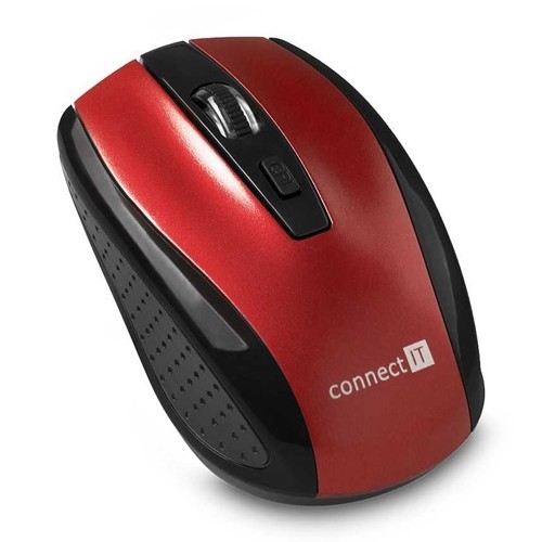 CONNECT IT CI-1224 - Langaton hiiri 800/1200/1600 DPI, 2× AAA-paristoa, musta/punainen
