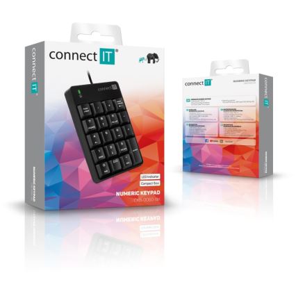 CONNECT IT CKB-0060-BK - Langallinen numeronäppäimistö musta