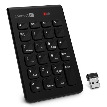 CONNECT IT CKB-0062-BK - Langaton numeronäppäimistö 1xAAA musta