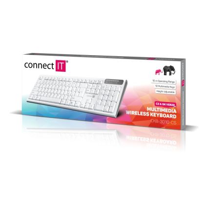 CONNECT IT CKB-3010-CS - Langaton multimedianäppäimistö CZ/SK-lokalisaatiolla 2xAAA valkoinen