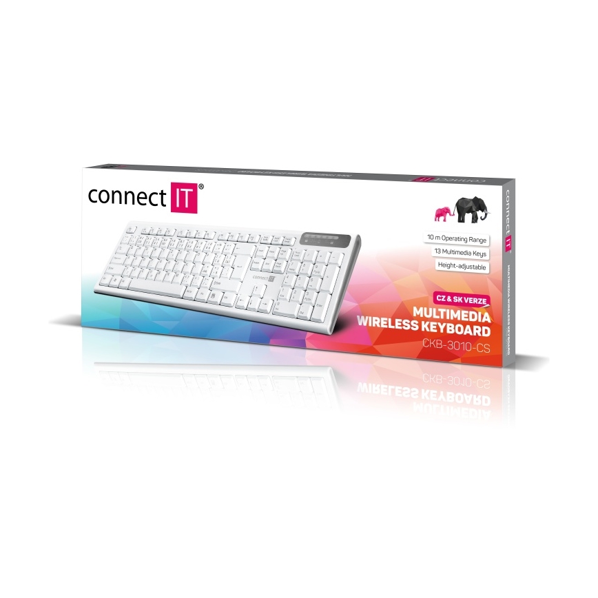 CONNECT IT CKB-3010-CS - Langaton multimedianäppäimistö CZ/SK-lokalisaatiolla 2xAAA valkoinen