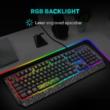 CONNECT IT CKB-3530-DD - LED RGB Langallinen pelinäppäimistö CZ/SK-lokalisaatiolla musta