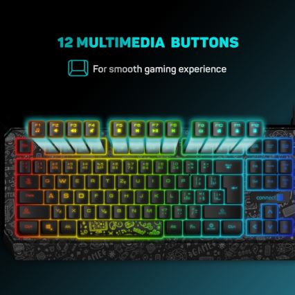 CONNECT IT CKB-3530-DD - LED RGB Langallinen pelinäppäimistö CZ/SK-lokalisaatiolla musta