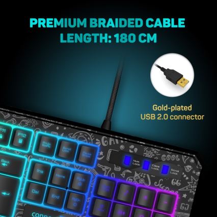 CONNECT IT CKB-3530-DD - LED RGB Langallinen pelinäppäimistö CZ/SK-lokalisaatiolla musta