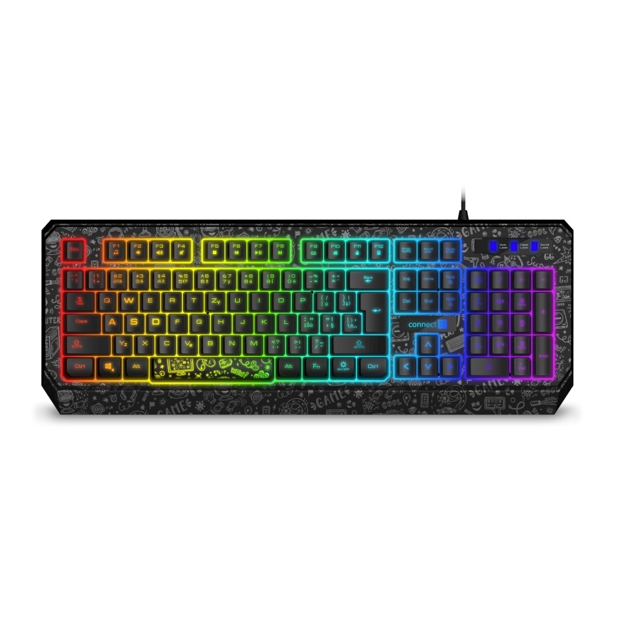 CONNECT IT CKB-3530-DD - LED RGB Langallinen pelinäppäimistö CZ/SK-lokalisaatiolla musta