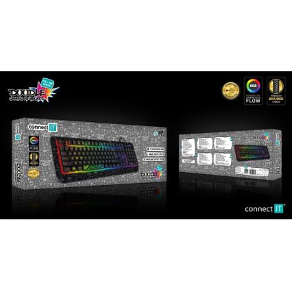 CONNECT IT CKB-3530-DD - LED RGB Langallinen pelinäppäimistö CZ/SK-lokalisaatiolla musta