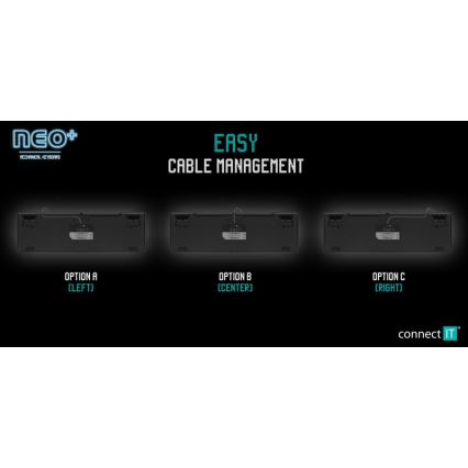 CONNECT IT CKB-3591-CS - LED RGB Langallinen pelinäppäimistö CZ/SK-lokalisaatiolla musta + punainen runko