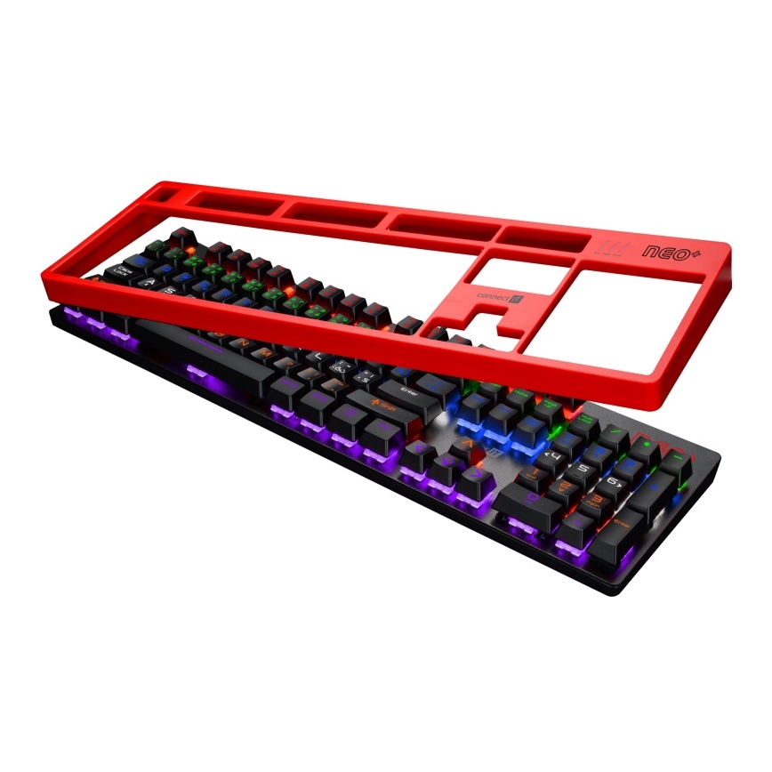 CONNECT IT CKB-3591-CS - LED RGB Langallinen pelinäppäimistö CZ/SK-lokalisaatiolla musta + punainen runko