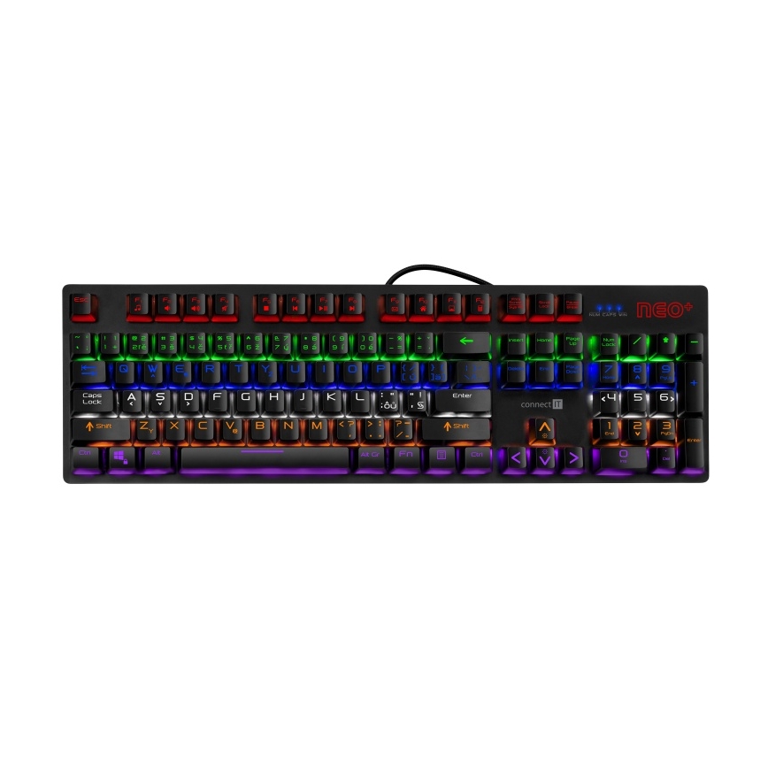 CONNECT IT CKB-3591-CS - LED RGB Langallinen pelinäppäimistö CZ/SK-lokalisaatiolla musta + punainen runko