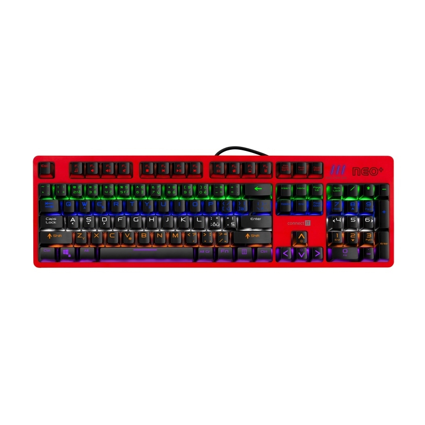 CONNECT IT CKB-3591-CS - LED RGB Langallinen pelinäppäimistö CZ/SK-lokalisaatiolla musta + punainen runko
