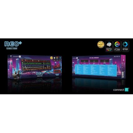 CONNECT IT CKB-3591-CS - LED RGB Langallinen pelinäppäimistö CZ/SK-lokalisaatiolla musta + punainen runko