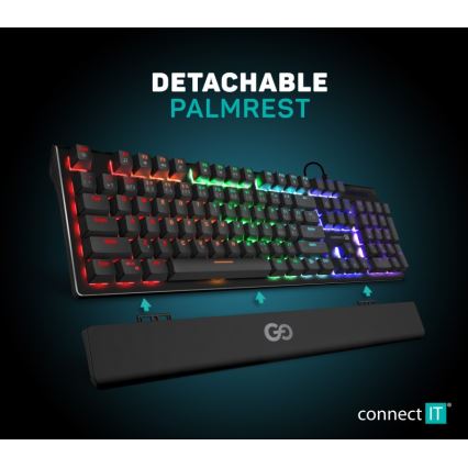 CONNECT IT CKB-7050-CS - LED RGB Langallinen pelinäppäimistö CZ/SK-lokalisaatiolla musta