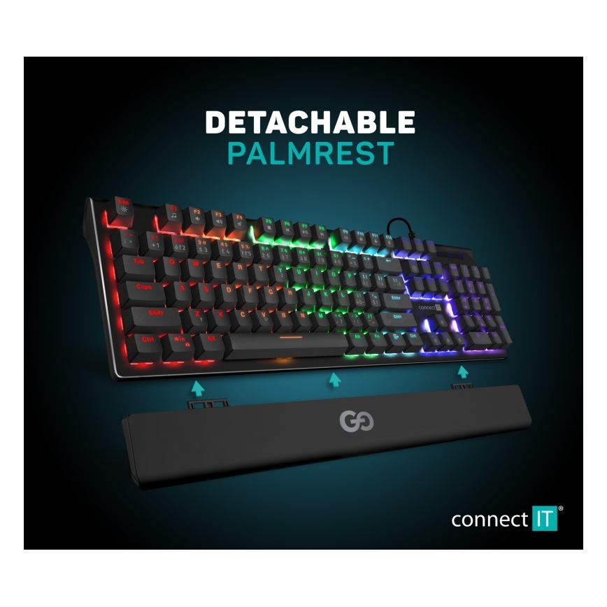 CONNECT IT CKB-7050-CS - LED RGB Langallinen pelinäppäimistö CZ/SK-lokalisaatiolla musta