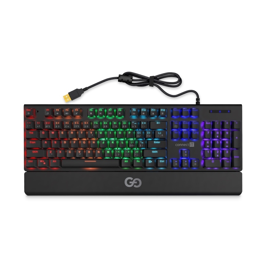 CONNECT IT CKB-7050-CS - LED RGB Langallinen pelinäppäimistö CZ/SK-lokalisaatiolla musta
