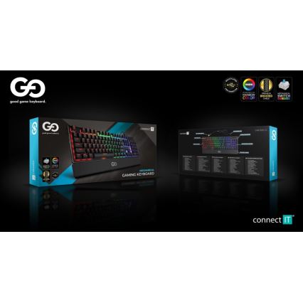 CONNECT IT CKB-7050-CS - LED RGB Langallinen pelinäppäimistö CZ/SK-lokalisaatiolla musta