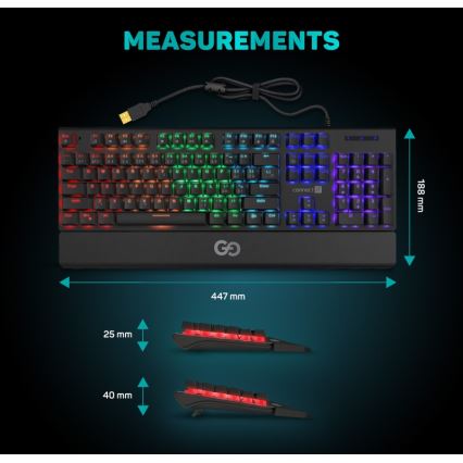 CONNECT IT CKB-7050-CS - LED RGB Langallinen pelinäppäimistö CZ/SK-lokalisaatiolla musta