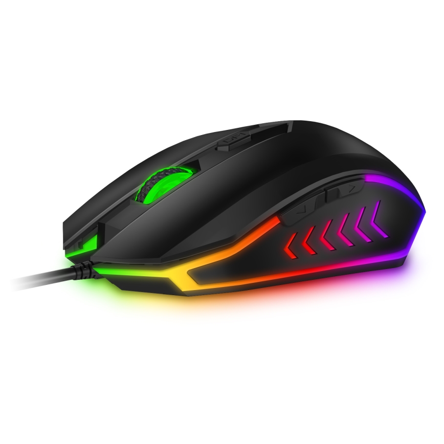 CONNECT IT CKM-3200-CS - LED RGB Langallinen pelinäppäimistö ja pelaaminen hiiri 1200/1800/2400/3600 DPI CZ/SK-lokalisaatiolla musta
