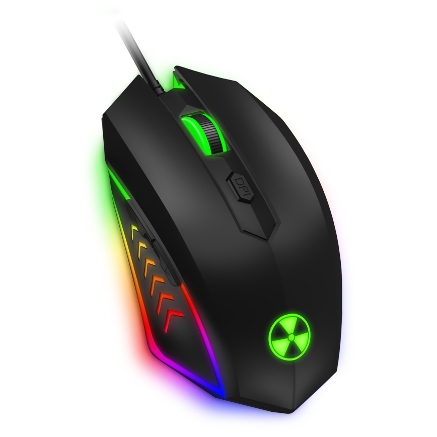 CONNECT IT CKM-3200-CS - LED RGB Langallinen pelinäppäimistö ja pelaaminen hiiri 1200/1800/2400/3600 DPI CZ/SK-lokalisaatiolla musta