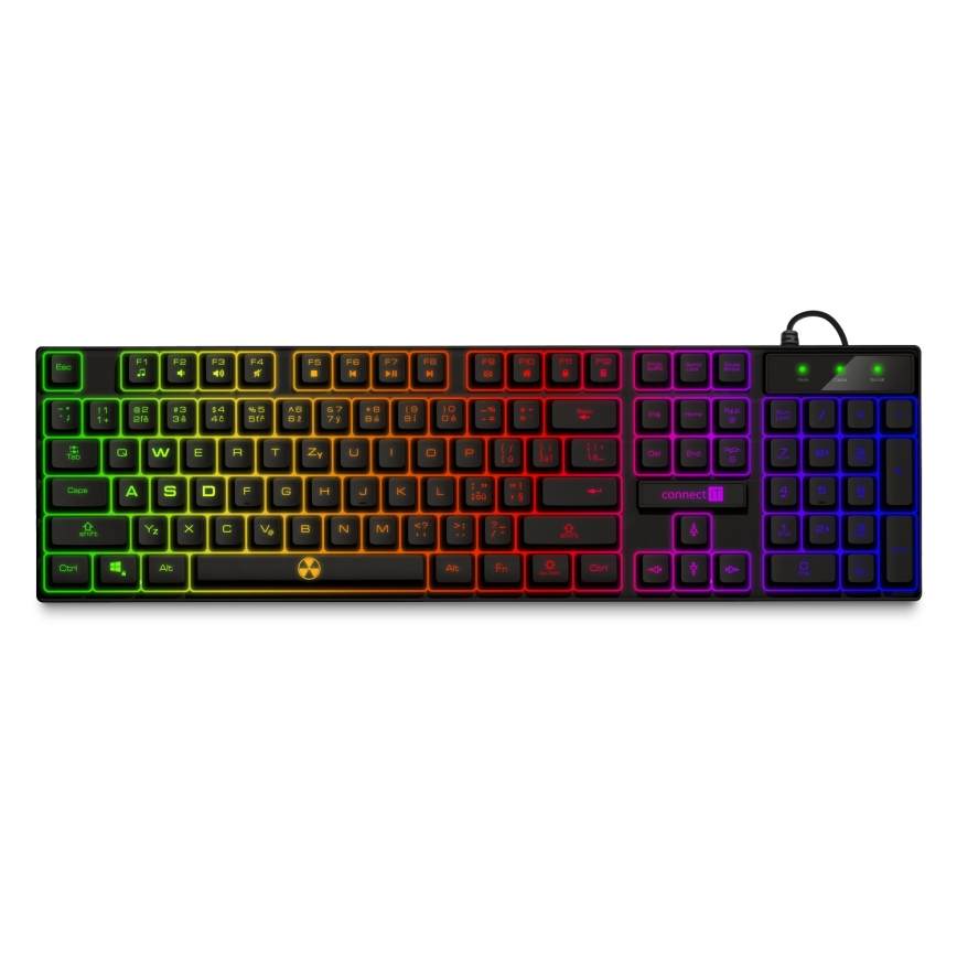 CONNECT IT CKM-3200-CS - LED RGB Langallinen pelinäppäimistö ja pelaaminen hiiri 1200/1800/2400/3600 DPI CZ/SK-lokalisaatiolla musta