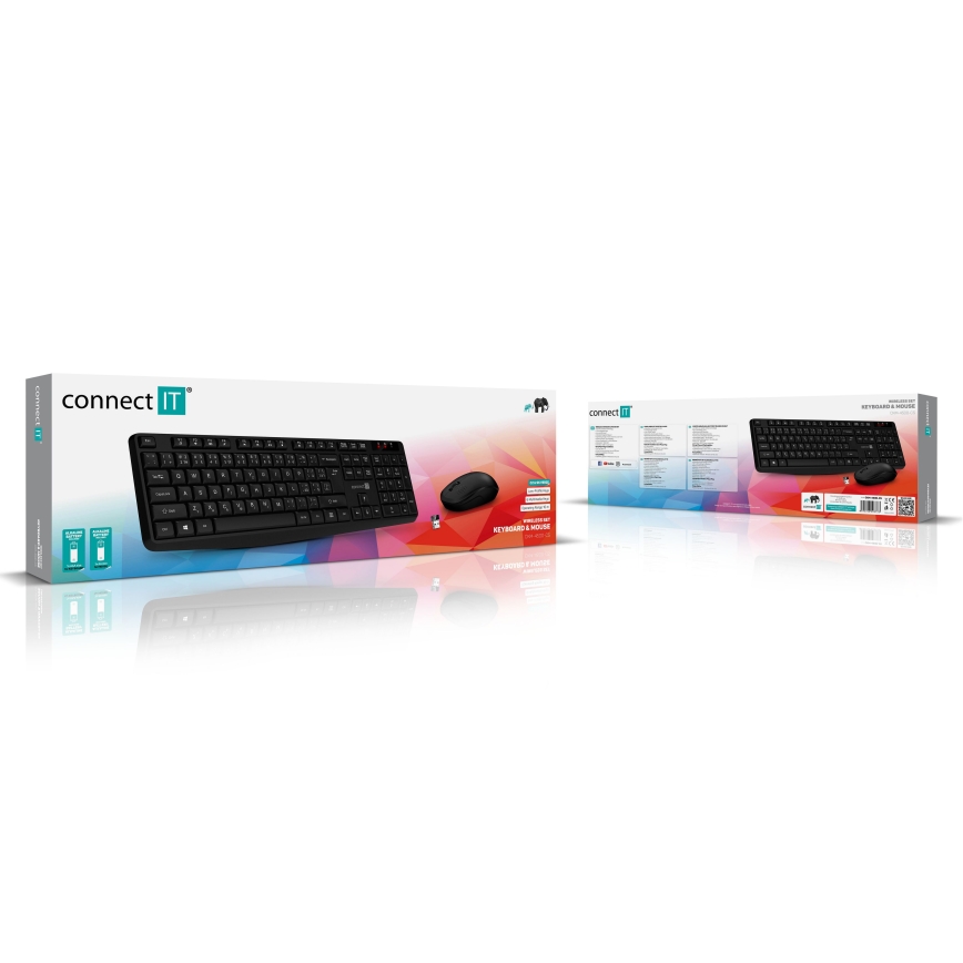 CONNECT IT CKM-4500-CS - Langaton näppäimistö ja hiiri 1000 DPI CZ/SK-lokalisaatiolla 1xAAA + 1xAA musta